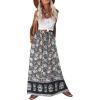 Zeagoo Women’s 2026 Boho Floral Skirt Casual Elastic High Waist Maxi Skirts Flowy A Line Beach Long Skirt with Side Pockets(Black Floral)