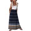 Zeagoo Women’s 2026 Boho Floral Skirt Casual Elastic High Waist Maxi Skirts Flowy A Line Beach Long Skirt with Side Pockets(Black Navy)