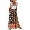 Zeagoo Women’s 2026 Boho Floral Skirt Casual Elastic High Waist Maxi Skirts Flowy A Line Beach Long Skirt with Side Pockets(Black Yellow)