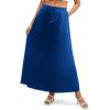 Zeagoo Women’s 2026 Boho Floral Skirt Casual Elastic High Waist Maxi Skirts Flowy A Line Beach Long Skirt with Side Pockets(Blue Color)