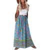 Zeagoo Women’s 2026 Boho Floral Skirt Casual Elastic High Waist Maxi Skirts Flowy A Line Beach Long Skirt with Side Pockets(Blue Pa29)