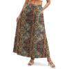 Zeagoo Women’s 2026 Boho Floral Skirt Casual Elastic High Waist Maxi Skirts Flowy A Line Beach Long Skirt with Side Pockets(Ethnic)