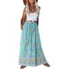 Zeagoo Women’s 2026 Boho Floral Skirt Casual Elastic High Waist Maxi Skirts Flowy A Line Beach Long Skirt with Side Pockets(Light Blue)