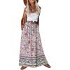 Zeagoo Women’s 2026 Boho Floral Skirt Casual Elastic High Waist Maxi Skirts Flowy A Line Beach Long Skirt with Side Pockets(Purple)