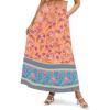 Zeagoo Women’s 2026 Boho Floral Skirt Casual Elastic High Waist Maxi Skirts Flowy A Line Beach Long Skirt with Side Pockets(Yellow-green)