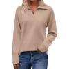 Zeagoo Women’s 2026 V Neck Striped Sweater Long Sleeve Oversized Fashion Knitted Pullover Fall Sweaters Tops(Khaki)