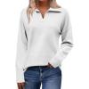 Zeagoo Women’s 2026 V Neck Striped Sweater Long Sleeve Oversized Fashion Knitted Pullover Fall Sweaters Tops(White)