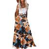 Zeagoo Womens Casual Maxi Skirts for Women 2026 High Waist Boho Skirts Floral Printed Long Flowy Skirt with Pockets(Black-floral-printed)