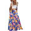 Zeagoo Womens Casual Maxi Skirts for Women 2026 High Waist Boho Skirts Floral Printed Long Flowy Skirt with Pockets(Blue Floral)