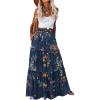 Zeagoo Womens Casual Maxi Skirts for Women 2026 High Waist Boho Skirts Floral Printed Long Flowy Skirt with Pockets(Blue Floral Printed)
