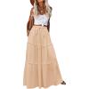 Zeagoo Womens Casual Maxi Skirts for Women 2026 High Waist Boho Skirts Floral Printed Long Flowy Skirt with Pockets(Cracker Khaki)