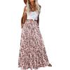Zeagoo Womens Casual Maxi Skirts for Women 2026 High Waist Boho Skirts Floral Printed Long Flowy Skirt with Pockets(Floral-printed-02)