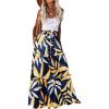 Zeagoo Womens Casual Maxi Skirts for Women 2026 High Waist Boho Skirts Floral Printed Long Flowy Skirt with Pockets(Leaf-printed)