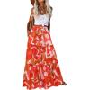 Zeagoo Womens Casual Maxi Skirts for Women 2026 High Waist Boho Skirts Floral Printed Long Flowy Skirt with Pockets(Red-printed)