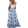 Zeagoo Womens Casual Maxi Skirts for Women 2026 High Waist Boho Skirts Floral Printed Long Flowy Skirt with Pockets(White Floral-03)