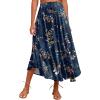 Zeagoo Womens Flowy Pleated Skirts A Line Elastic High Waisted Midi Skirt Boho Casual Long Skirts Brown Leaf Print XXL(Brown Leaf Print)