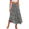 Zeagoo Womens Flowy Pleated Skirts A Line Elastic High Waisted Midi Skirt Boho Casual Long Skirts Brown Leaf Print XXL(Pa108)