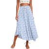 Zeagoo Womens Flowy Pleated Skirts A Line Elastic High Waisted Midi Skirt Boho Casual Long Skirts Brown Leaf Print XXL(Pat4)