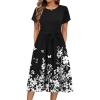 Zeagoo Womens Midi Dress Summer Short Sleeve Dress with Pockets 2025 Casual Floral T-Shirt Dress Flowy Beach Sundress(Black Floral-04)