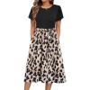 Zeagoo Womens Midi Dress Summer Short Sleeve Dress with Pockets 2025 Casual Floral T-Shirt Dress Flowy Beach Sundress(Black-floral-01)