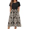 Zeagoo Womens Midi Dress Summer Short Sleeve Dress with Pockets 2025 Casual Floral T-Shirt Dress Flowy Beach Sundress(Black-floral-02)