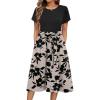 Zeagoo Womens Midi Dress Summer Short Sleeve Dress with Pockets 2025 Casual Floral T-Shirt Dress Flowy Beach Sundress(Black-floral-03)