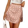 Zeagoo Womens Mini Skirts Elastic High Waisted Satin Silk A-Line Zipper Split Slit 2025 Party Skirt(Heart Floral)