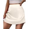 Zeagoo Womens Mini Skirts Elastic High Waisted Skirts Stain A-Line Zipper Party Club Skirt 2025(Beige)