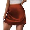 Zeagoo Womens Mini Skirts Elastic High Waisted Skirts Stain A-Line Zipper Party Club Skirt 2025(Caramel Colour)