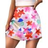 Zeagoo Womens Mini Skirts Elastic High Waisted Skirts Stain A-Line Zipper Party Club Skirt 2025(Colorful Floral)