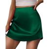 Zeagoo Womens Mini Skirts Elastic High Waisted Skirts Stain A-Line Zipper Party Club Skirt 2025(Evergreen)