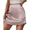 Zeagoo Womens Mini Skirts Elastic High Waisted Skirts Stain A-Line Zipper Party Club Skirt 2025(Light Khaki)