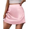 Zeagoo Womens Mini Skirts Elastic High Waisted Skirts Stain A-Line Zipper Party Club Skirt 2025(Light Pink)