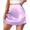 Zeagoo Womens Mini Skirts Elastic High Waisted Skirts Stain A-Line Zipper Party Club Skirt 2025(Purple)