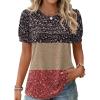 Zeagoo Womens Short Sleeve Tops Floral Boho Shirts Pleated Crewneck Summer Outfit Puff Sleeve Blouses Casual Tunic(Floral Multicolor 553)