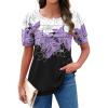 Zeagoo Womens Short Sleeve Tops Floral Boho Shirts Pleated Crewneck Summer Outfit Puff Sleeve Blouses Casual Tunic(Sf42)