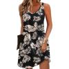 Zeagoo Womens Summer Dress 2026 Loose V Neck Sleeveless Sundresses Swimsuit Coverup with Pockets Floral Tank Dresses(Black-leaf Printed)