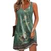 Zeagoo Womens Summer Dress 2026 Loose V Neck Sleeveless Sundresses Swimsuit Coverup with Pockets Floral Tank Dresses(Green-printed)