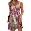 Zeagoo Womens Summer Dress 2026 Loose V Neck Sleeveless Sundresses Swimsuit Coverup with Pockets Floral Tank Dresses(Purple Leaf-printed)