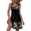 Zeagoo Womens Summer Dresses V Neck Sleeveless Sundresses Boho Beach Dress with Pockets A Line Tshirt Tank Dress(01-black Floral 2)