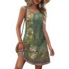 Zeagoo Womens Summer Dresses V Neck Sleeveless Sundresses Boho Beach Dress with Pockets A Line Tshirt Tank Dress(01-green Floral)