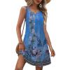 Zeagoo Womens Summer Dresses V Neck Sleeveless Sundresses Boho Beach Dress with Pockets A Line Tshirt Tank Dress(Blue Flora 1)