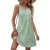 Zeagoo Womens Summer Dresses V Neck Sleeveless Sundresses Boho Beach Dress with Pockets A Line Tshirt Tank Dress(Green Floral 3)