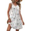Zeagoo Womens Summer Dresses V Neck Sleeveless Sundresses Boho Beach Dress with Pockets A Line Tshirt Tank Dress(White Floral)
