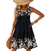 Zeagoo Womens Summer Sundress Boho Floral Casual Tank Dresses with Pockets Sleeveless Tiered Swing A Line Beach Dress(Black Floral)