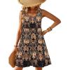 Zeagoo Womens Summer Sundress Boho Floral Casual Tank Dresses with Pockets Sleeveless Tiered Swing A Line Beach Dress(Black Orange Floral)