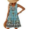 Zeagoo Womens Summer Sundress Boho Floral Casual Tank Dresses with Pockets Sleeveless Tiered Swing A Line Beach Dress(Light Blue Floral)