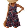 Zeagoo Womens Summer Sundress Boho Floral Casual Tank Dresses with Pockets Sleeveless Tiered Swing A Line Beach Dress(Red Floral)
