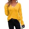 Zeagoo Womens Sweaters Fall Trendy Casual Long Sleeve Shirt Lightweight V Neck Off Shoulder Crochet Pullover Top Outfit(B-yellow)