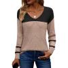 Zeagoo Womens Sweaters Fall Trendy Casual Long Sleeve Shirt Lightweight V Neck Off Shoulder Crochet Pullover Top Outfit(E-black Apricot)